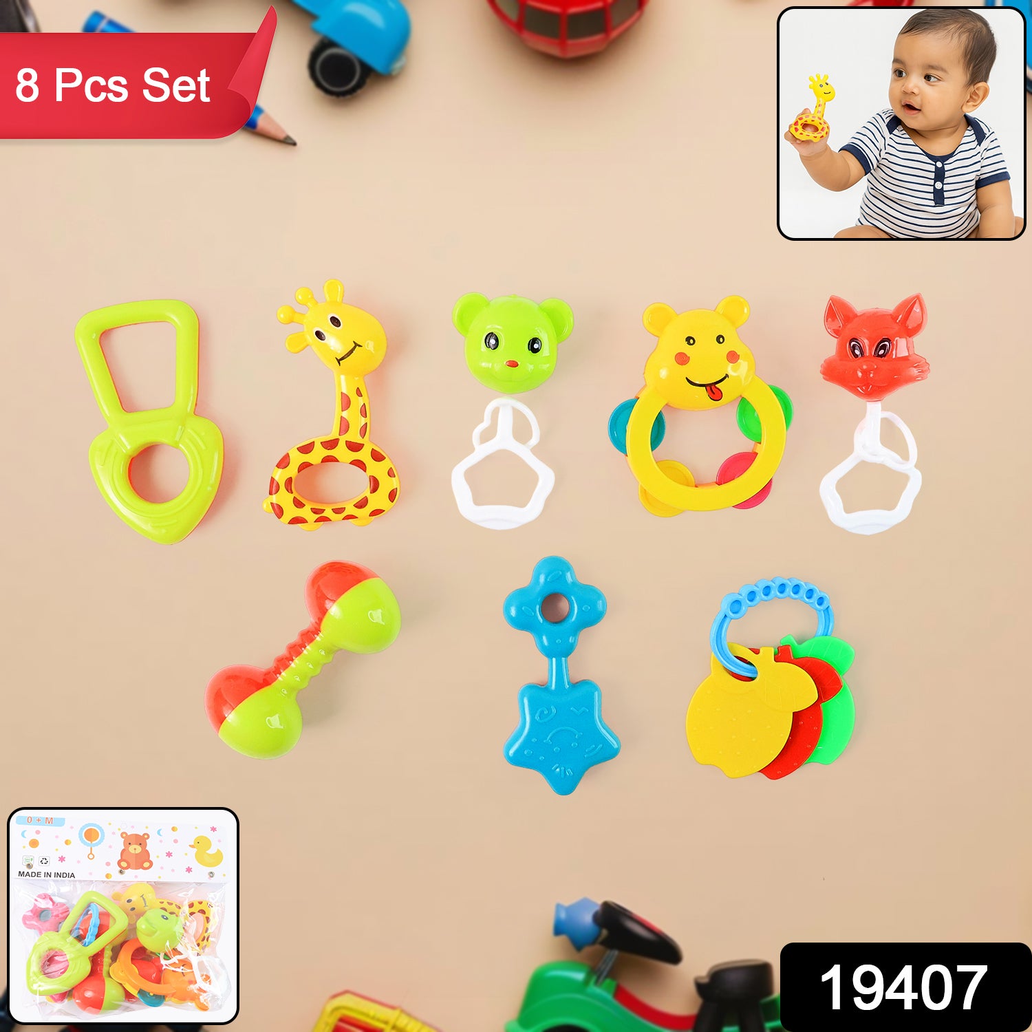 Baby Rattle Toy Collection For Infants 8 Pcs Set Baby Rattle Toy Collection For Infants 8 Pcs Set
